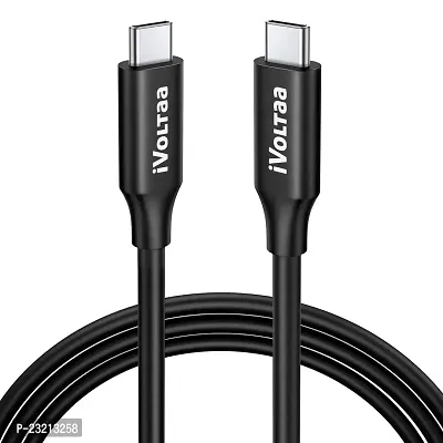 iVoltaa Turbo PD 100W 2m Type-C to Type-C Cable,480 Mbps Data Sync  Fast Charging Cable for Mobile,Laptop,Macbook  Tablet Charging (20V 5A-2M/6.6 Ft Long),Black