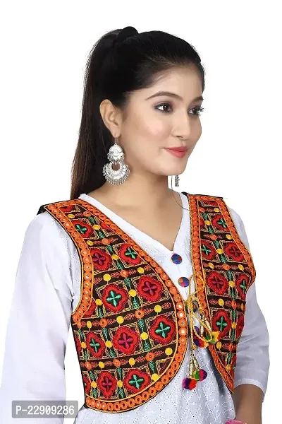 Ethnic Jacket for Women Waist Coat Stylish Cotton Handmade Navratri Traditional Rajasthani Embroidered Gujrati Kutchi Koti for Girls- Multi