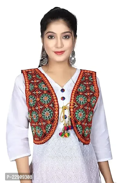 Cotton Embroidered Jackets for Women Girls Traditional and Regular Fit Ethnic Jackets-thumb0