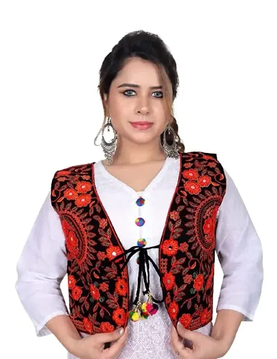 Handmade Traditional Jaipuri Rajasthani jacket for Women Ethnic Shrug Jacket Embroidered Kutchi Work Jacket Koti for Girls -