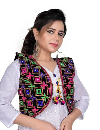 Traditional Kutchi Short Jacket Embroidered Rajasthani Mirror Work Navratri Gujrati Kutchi Koti for Girls-