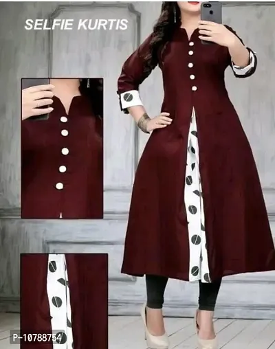 Women Self-Design Cotton Kurti Maroon-thumb0