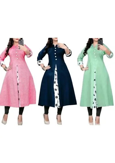 Combo of 3 - Stylish A-Line Crepe Kurta