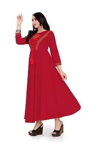 Stylish Rayon Anarkali Long Gown Red-thumb2