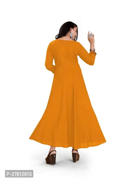 Stylish Rayon Anarkali Long Gown Yellow-thumb2