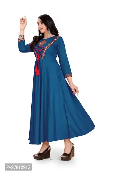 Stylish Rayon Anarkali Long Gown Aquablue-thumb2