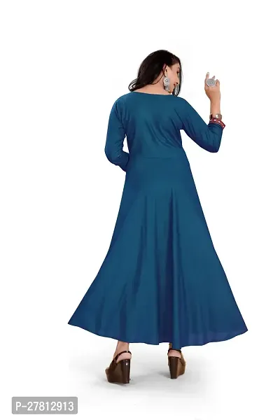 Stylish Rayon Anarkali Long Gown Aquablue-thumb3