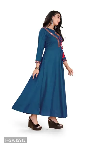 Stylish Rayon Anarkali Long Gown Aquablue-thumb4