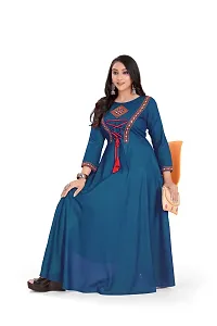 Stylish Rayon Anarkali Long Gown Aquablue-thumb4