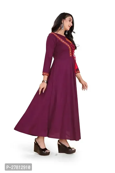 Stylish Rayon Anarkali Long Gown Wine-thumb2