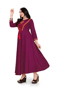 Stylish Rayon Anarkali Long Gown Wine-thumb2