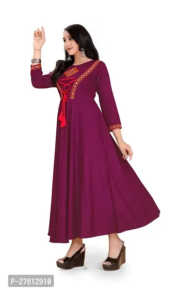 Stylish Rayon Anarkali Long Gown Wine-thumb3