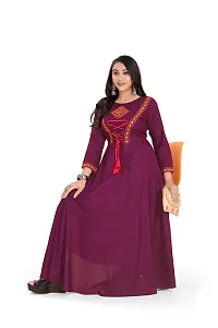 Stylish Rayon Anarkali Long Gown Wine-thumb3