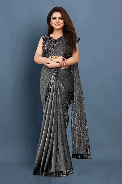 Stylish Blend Solid Saree With Blouse Piece For Women