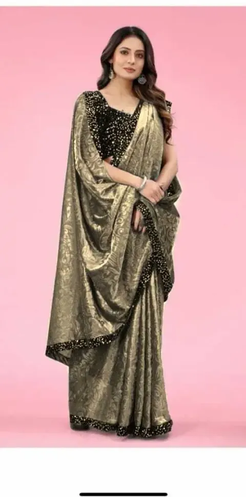 Fancy Lycra Bollywood Embroidered Saree With Blouse