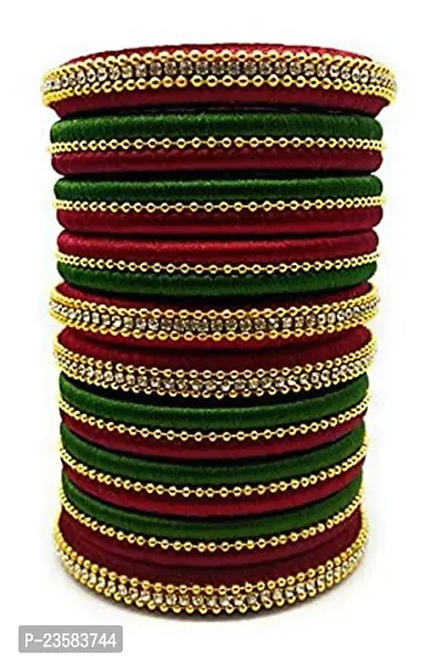 Elegant Silk Thread Bangles Set For Women-thumb0