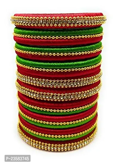 Elegant Silk Thread Bangles Set For Women-thumb0