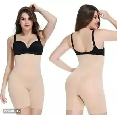 Comfortable Beige Cotton Blend Tummy And Thigh Shaper For Women