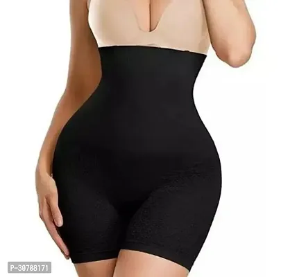 Comfortable Black Cotton Blend Tummy And Thigh Shaper For Women