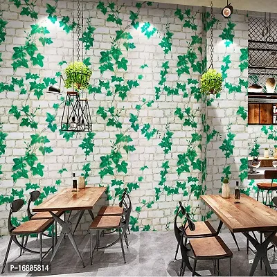 Self adhesive wallpaper sticker brick leaf pattern for wall decoration(300 x 45 cm)-thumb2