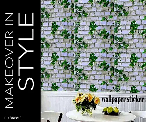 Self adhesive wallpaper sticker brick leaf pattern for wall decoration(300 x 45 cm)