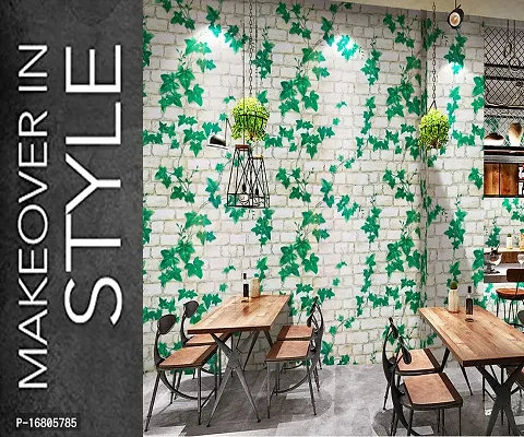 Self adhesive wallpaper sticker brick leaf pattern for wall decoration(300 x 45 cm)-thumb0