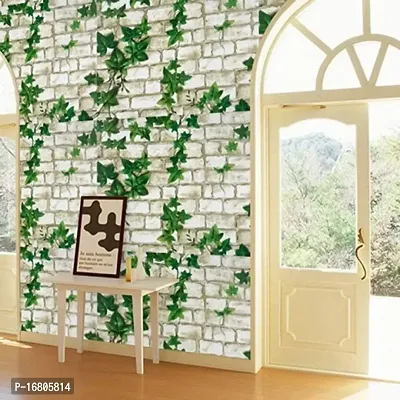Self adhesive wallpaper sticker brick leaf pattern for wall decoration(300 x 45 cm)-thumb4