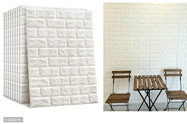 Wall Stickers Wallpaper PE Foam Brick Design DIY Decal (70 x 77 cm)(5.3 SQ FT/ PER SHEET )3D Frames PVC DIY Self Adhesive  (White, 1)