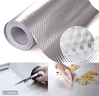 Kitchen Backsplash Wallpaper Peel and Stick Aluminum Foil Contact Paper Self Adhesive Oil-Proof Heat Resistant Wall Sticker for Countertop Drawer Liner Shelf Liner-thumb0