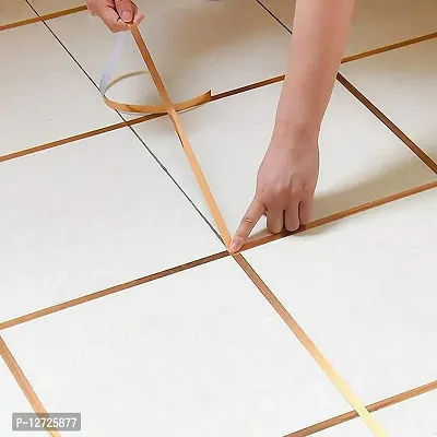 Tile Stickers Waterproof Self-Adhesive Floor Sealing Caulk Strip Border Sticker Wall Seam Sealing Tape Gap Cover DIY Decoration for Living Room Kitchen Bathroom Bedroom
