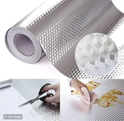 Kitchen Backsplash Wallpaper Peel and Stick Aluminum Foil Contact Paper Self Adhesive Oil-Proof Heat Resistant Wall Sticker for Countertop Drawer Liner Shelf Liner