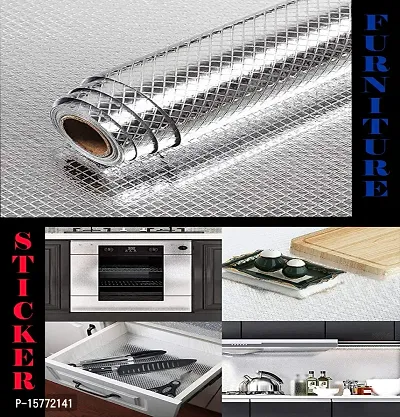 Kitchen Backsplash Wallpaper Peel and Stick Aluminum Foil Contact Paper Self Adhesive Oil-Proof Heat Resistant Wall Sticker for Countertop Drawer Liner Shelf Liner-thumb3