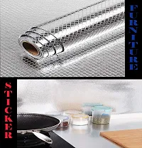 Kitchen Backsplash Wallpaper Peel and Stick Aluminum Foil Contact Paper Self Adhesive Oil-Proof Heat Resistant Wall Sticker for Countertop Drawer Liner Shelf Liner-thumb3