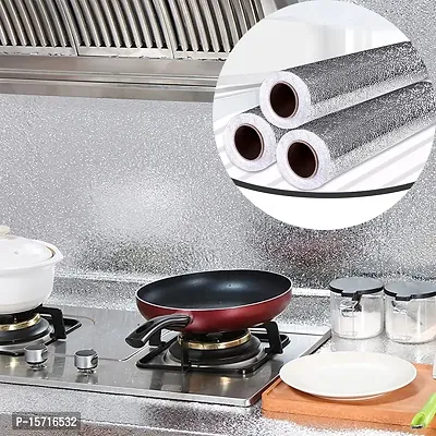 Kitchen Backsplash Wallpaper Peel and Stick Aluminum Foil Contact Paper Self Adhesive Oil-Proof Heat Resistant Wall Sticker for Countertop Drawer Liner Shelf Liner-thumb3