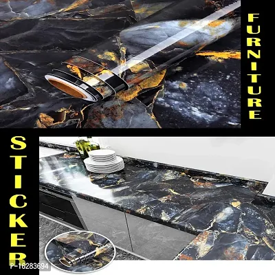 Kitchen cabinets Marble Wallpaper Oil Proof Waterproof Floor Tiles Stickers Waterproof Wall Paper for Home and Kitchen Decor POF:2-thumb2