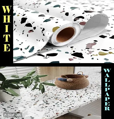 Kitchen cabinets Marble Wallpaper Oil Proof Waterproof Floor Tiles Stickers Waterproof Wall Paper for Home and Kitchen Decor POF:2-thumb0