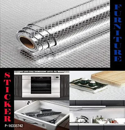 Kitchen Backsplash Wallpaper Peel and Stick Aluminum Foil Contact Paper Self Adhesive Oil-Proof Heat Resistant Wall Sticker for Countertop Drawer Liner Shelf Liner POF:2-thumb0