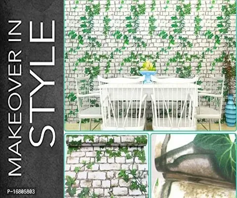 Self adhesive wallpaper sticker brick leaf pattern for wall decoration(300 x 45 cm)