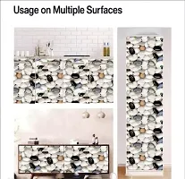 Kitchen cabinets Marble Wallpaper Oil Proof Waterproof Floor Tiles Stickers Waterproof Wall Paper for Home and Kitchen Decor POF:2-thumb2