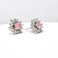 INDIKONIC Trendy Silver Floral Stud Earrings For Women & Girls-thumb1