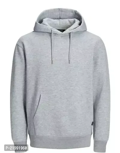 Elegant Grey Cotton Blend Solid  Sweatshirt For Men-thumb0