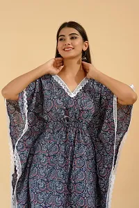 Women Fashion Designer Pure Cotton Printed Stylish Nightdress/Night Gown/Relax Wear/Night Wear Kaftan-thumb3