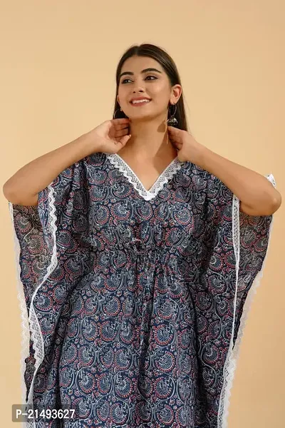 Women Fashion Designer Pure Cotton Printed Stylish Nightdress/Night Gown/Relax Wear/Night Wear Kaftan-thumb4