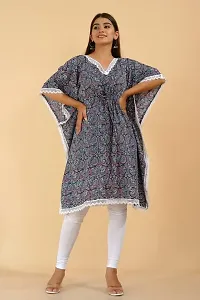 Women Fashion Designer Pure Cotton Printed Stylish Nightdress/Night Gown/ Relax Wear/Night Wear Kaftan-Blue (Size 5XL)-thumb2