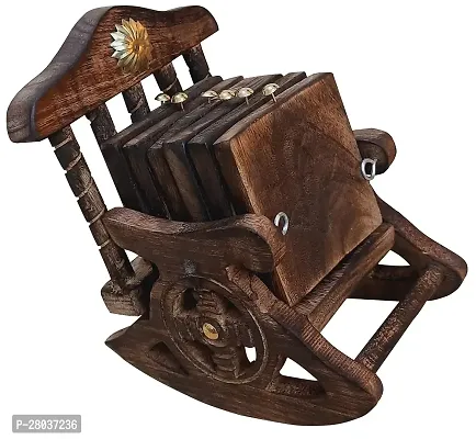 Wooden Antique Beautiful Miniature Rocking Chair Design Tea Coffee Coaster Set Cocktail