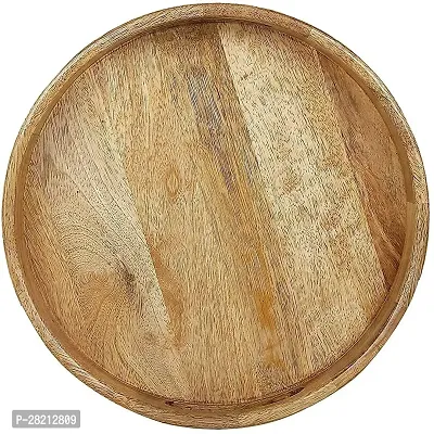 Solid Wood Round Tray With Cutout Handle-thumb2