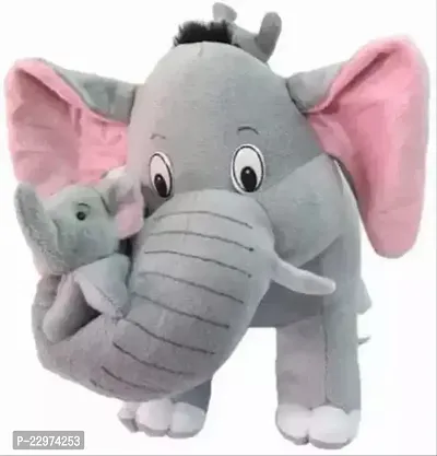 Gn Enterprises Mother Elephant With 2 Babies (Jumbo) - 45 cm (Multicolor)Stuffed Toys-thumb0