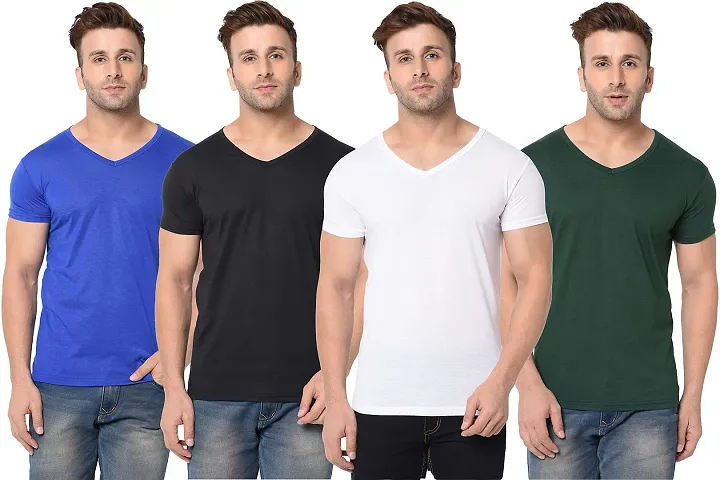 JANGOBOY Men's Solid T-Shirts Combo of Four Colors