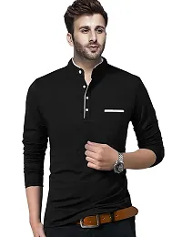 JANGOBOY Men's Cotton Blend Full Sleeve Henley Collar T-Shirt (F4u-496-497-xl_Black  Maroon_XL) Pack of 2-thumb1