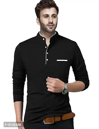 JANGOBOY Men's Cotton Blend Full Sleeve Henley Collar T-Shirt (F4u-496-497-xl_Black  Maroon_XL) Pack of 2-thumb2